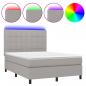 Preview: Boxspringbett mit Matratze & LED Hellgrau 140x200 cm Stoff