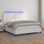 Preview: ARDEBO.de - Boxspringbett mit Matratze & LED Weiß 160x200 cm Kunstleder