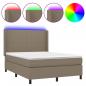 Preview: Boxspringbett mit Matratze & LED Taupe 140x190 cm Stoff