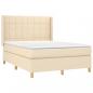 Preview: Boxspringbett mit Matratze & LED Creme 140x200 cm Stoff