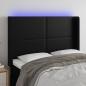 Preview: ARDEBO.de - LED Kopfteil Schwarz 147x16x118/128 cm Kunstleder