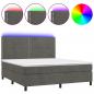 Preview: Boxspringbett mit Matratze & LED Dunkelgrau 180x200 cm Samt