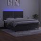 Preview: Boxspringbett mit Matratze & LED Dunkelgrau 180x200 cm Samt