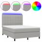 Preview: Boxspringbett mit Matratze & LED Hellgrau 140x190 cm Stoff