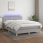 Preview: ARDEBO.de - Boxspringbett mit Matratze & LED Hellgrau 140x200 cm Stoff