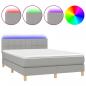 Preview: Boxspringbett mit Matratze & LED Hellgrau 140x200 cm Stoff