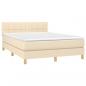 Preview: Boxspringbett mit Matratze & LED Creme 140x200 cm Stoff