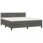 Preview: Boxspringbett mit Matratze & LED Dunkelgrau 180x200 cm Samt