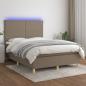 Preview: ARDEBO.de - Boxspringbett mit Matratze & LED Taupe 140x190 cm Stoff