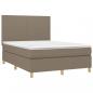 Preview: Boxspringbett mit Matratze & LED Taupe 140x190 cm Stoff