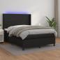 Preview: ARDEBO.de - Boxspringbett mit Matratze & LED Schwarz 140x190 cm Kunstleder