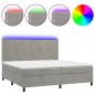 Preview: Boxspringbett mit Matratze & LED Hellgrau 200x200 cm Samt