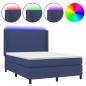 Preview: Boxspringbett mit Matratze & LED Blau 140x190 cm Stoff