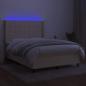 Preview: Boxspringbett mit Matratze & LED Creme 140x190 cm Stoff