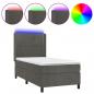 Preview: Boxspringbett mit Matratze & LED Dunkelgrau 90x200 cm Samt