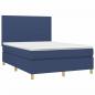 Preview: Boxspringbett mit Matratze Blau 140x200 cm Stoff