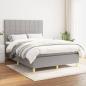 Preview: ARDEBO.de - Boxspringbett mit Matratze Hellgrau 140x200 cm Stoff