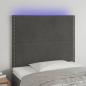 Preview: ARDEBO.de - LED Kopfteil Dunkelgrau 90x5x118/128 cm Samt