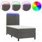 Preview: Boxspringbett mit Matratze & LED Dunkelgrau 90x200 cm Samt