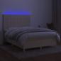 Preview: Boxspringbett mit Matratze & LED Creme 140x190 cm Stoff