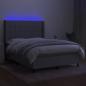 Preview: Boxspringbett mit Matratze & LED Hellgrau 140x200 cm Stoff