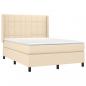 Preview: Boxspringbett mit Matratze & LED Creme 140x200 cm Stoff