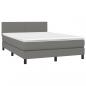 Preview: Boxspringbett mit Matratze & LED Dunkelgrau 140x200 cm Stoff