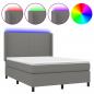 Preview: Boxspringbett mit Matratze & LED Dunkelgrau 140x200 cm Stoff