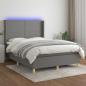 Preview: ARDEBO.de - Boxspringbett mit Matratze & LED Dunkelgrau 140x190 cm Stoff