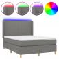 Preview: Boxspringbett mit Matratze & LED Dunkelgrau 140x190 cm Stoff