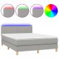 Preview: Boxspringbett mit Matratze & LED Hellgrau 140x200 cm Stoff