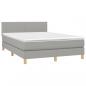 Preview: Boxspringbett mit Matratze & LED Hellgrau 140x200 cm Stoff