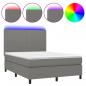 Preview: Boxspringbett mit Matratze & LED Dunkelgrau 140x200 cm Stoff