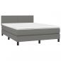 Preview: Boxspringbett mit Matratze & LED Dunkelgrau 140x190 cm Stoff