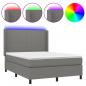 Preview: Boxspringbett mit Matratze & LED Dunkelgrau 140x190 cm Stoff