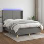 Preview: ARDEBO.de - Boxspringbett mit Matratze & LED Dunkelgrau 140x200 cm Stoff