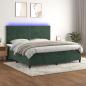 Preview: ARDEBO.de - Boxspringbett mit Matratze & LED Dunkelgrün 200x200 cm Samt