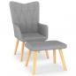 Preview: ARDEBO.de - Relaxsessel mit Hocker Hellgrau Stoff