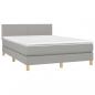 Preview: Boxspringbett mit Matratze & LED Hellgrau 140x190 cm Stoff