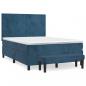 Preview: Boxspringbett mit Matratze Dunkelblau 140x190 cm Samt