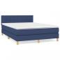 Preview: Boxspringbett mit Matratze Blau 140x190 cm Stoff