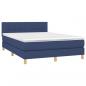 Preview: Boxspringbett mit Matratze Blau 140x190 cm Stoff