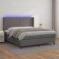 Preview: ARDEBO.de - Boxspringbett mit Matratze & LED Grau 160x200 cm Kunstleder