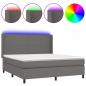 Preview: Boxspringbett mit Matratze & LED Grau 160x200 cm Kunstleder