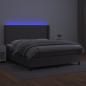 Preview: Boxspringbett mit Matratze & LED Grau 160x200 cm Kunstleder