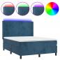 Preview: Boxspringbett mit Matratze & LED Dunkelblau 140x190 cm Samt