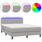 Preview: Boxspringbett mit Matratze & LED Hellgrau 140x190 cm Stoff