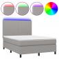 Preview: Boxspringbett mit Matratze & LED Hellgrau 140x200 cm Stoff