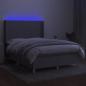 Preview: Boxspringbett mit Matratze & LED Hellgrau 140x200 cm Stoff