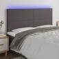 Preview: ARDEBO.de - LED Kopfteil Grau 160x5x118/128 cm Kunstleder